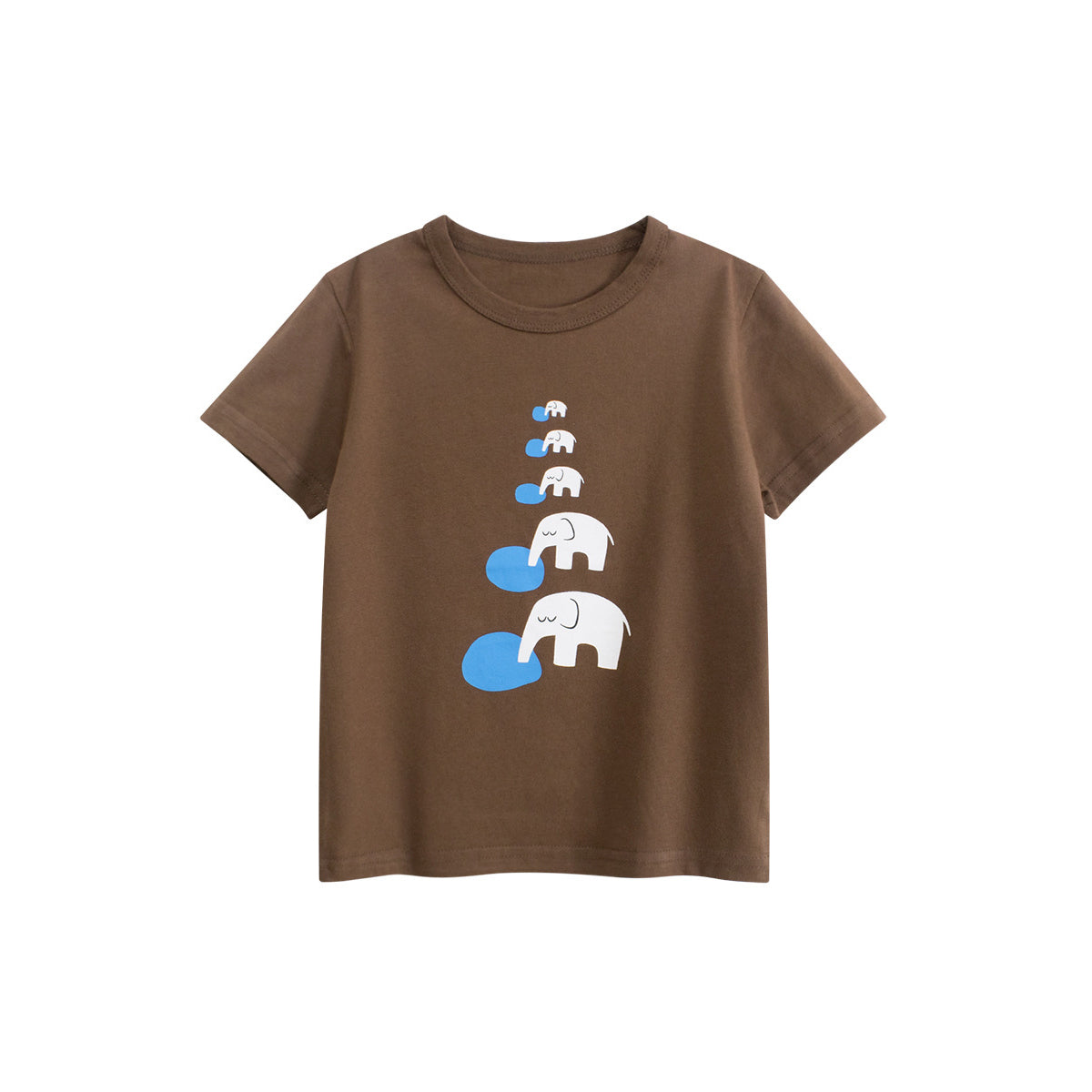 Boys Animal Printed Round Neck Short Sleeves Cotton T-shirt