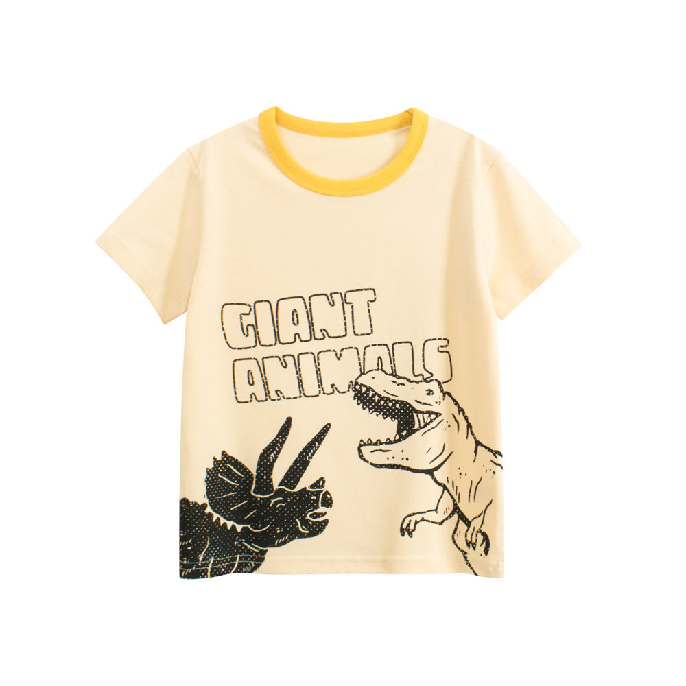 Boys Graphic Printed Round Neck Short Sleeves Cotton T-shirt