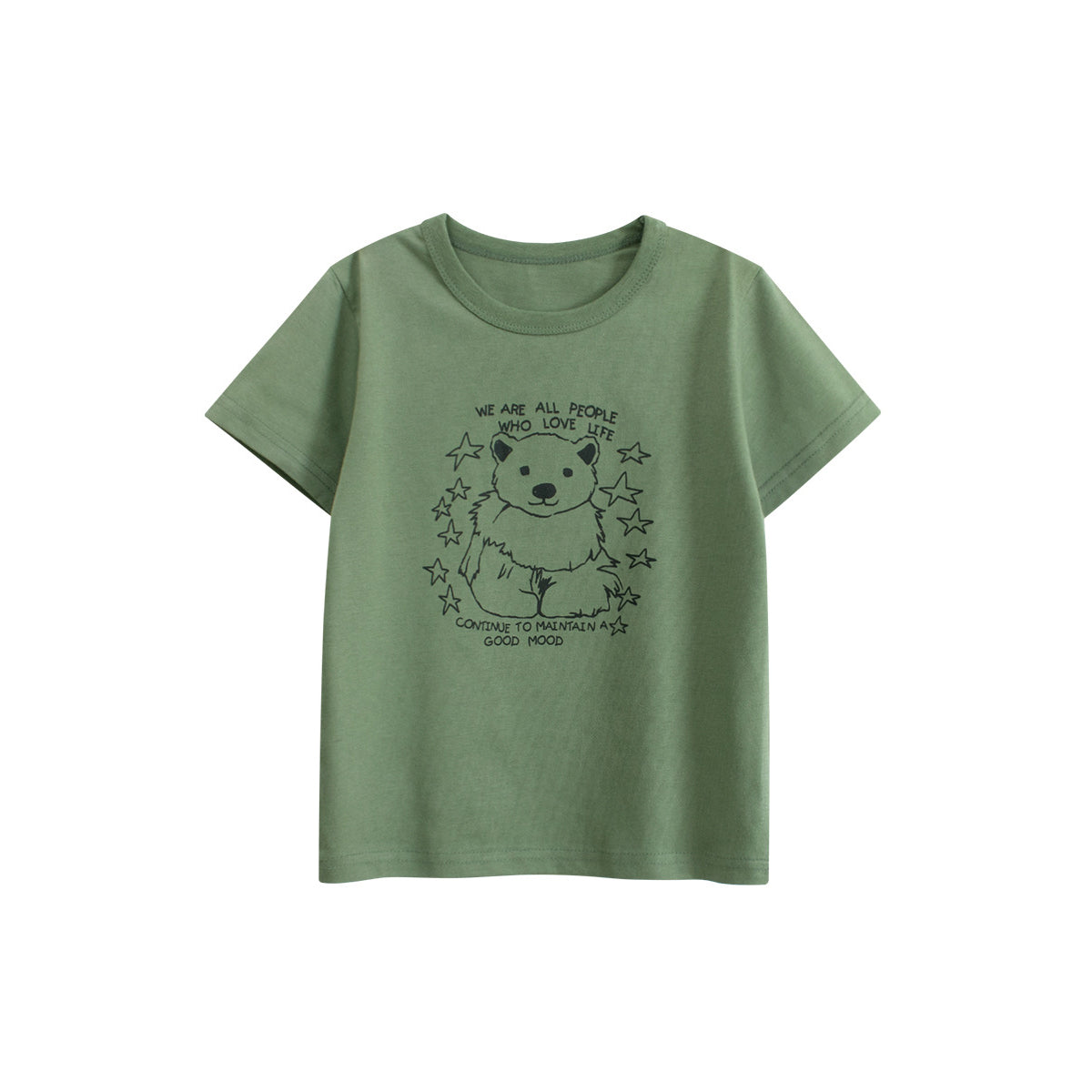 Boys Animal Printed Round Neck Short Sleeves Cotton T-shirt