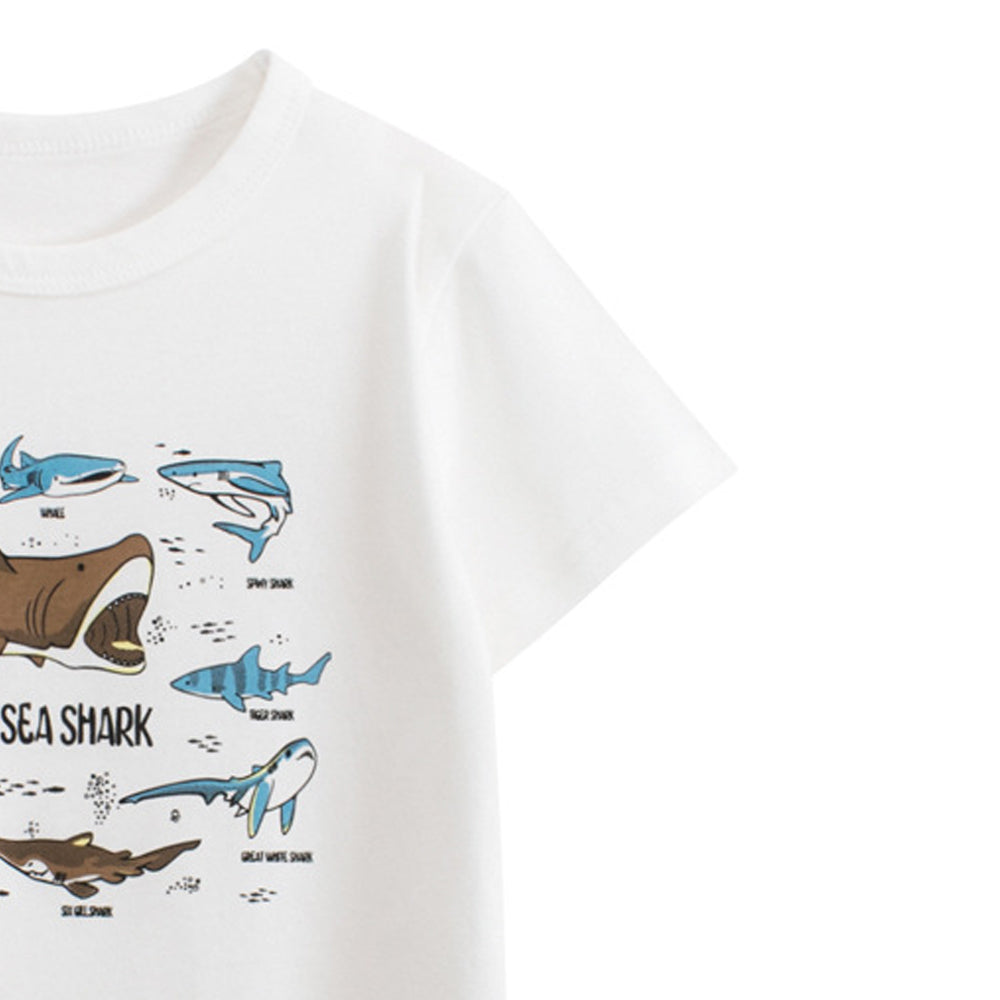 Boys Animal Printed Round Neck Short Sleeves Cotton T-shirt