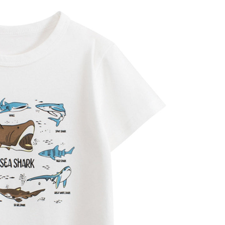 Boys Animal Printed Round Neck Short Sleeves Cotton T-shirt