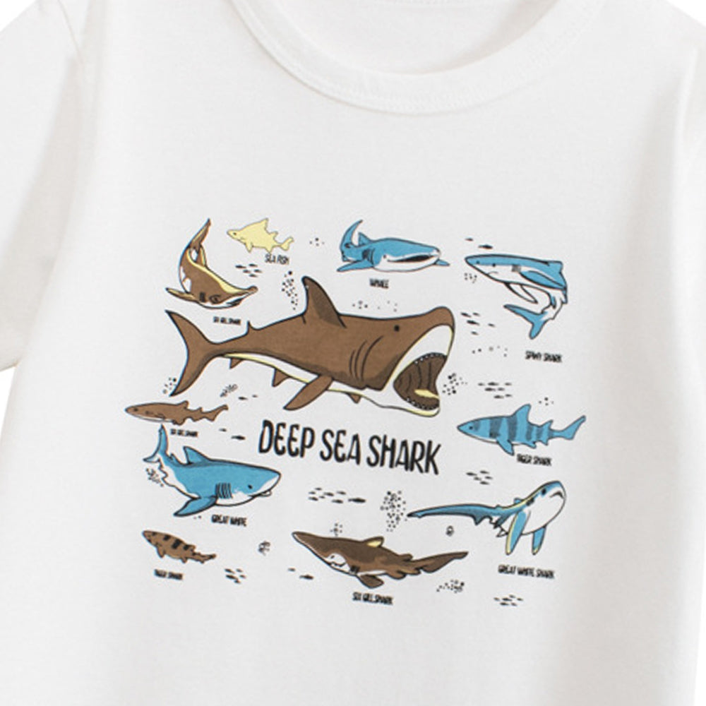 Boys Animal Printed Round Neck Short Sleeves Cotton T-shirt