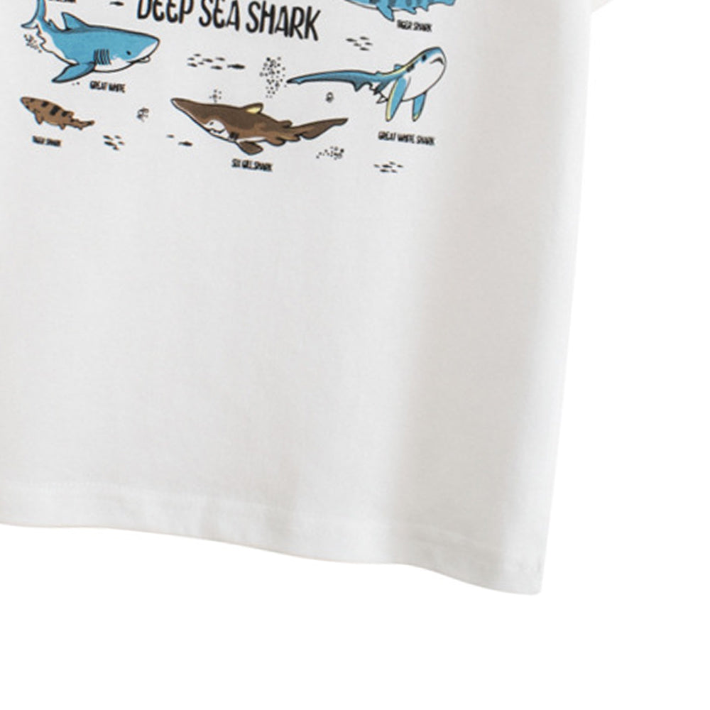Boys Animal Printed Round Neck Short Sleeves Cotton T-shirt