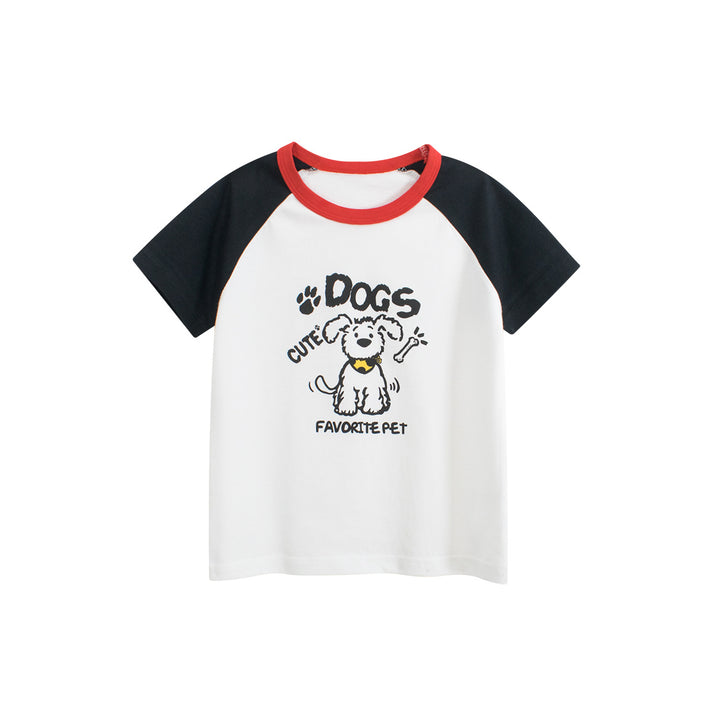 Boys Animal Printed Round Neck Short Sleeves Cotton T-shirt