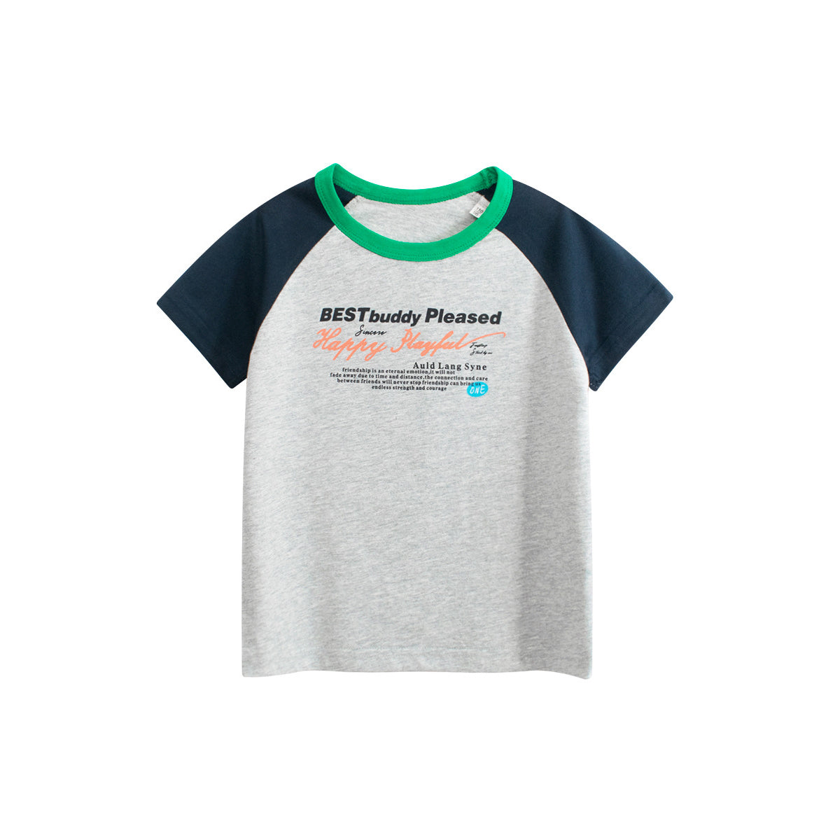 Boys Typography Printed Round Neck Short Sleeves Cotton T-shirt