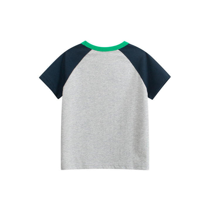 Boys Typography Printed Round Neck Short Sleeves Cotton T-shirt