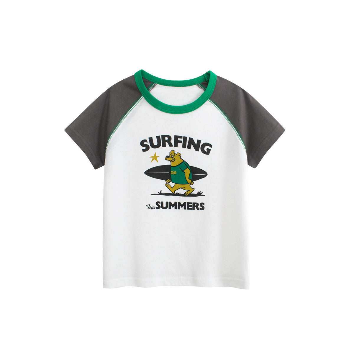 Boys Conversational Printed Round Neck Short Sleeves Cotton T-shirt