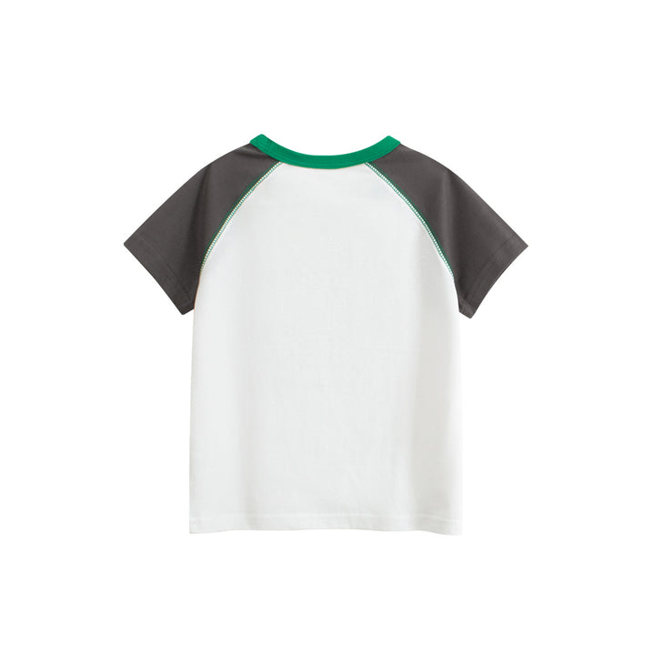 Boys Conversational Printed Round Neck Short Sleeves Cotton T-shirt