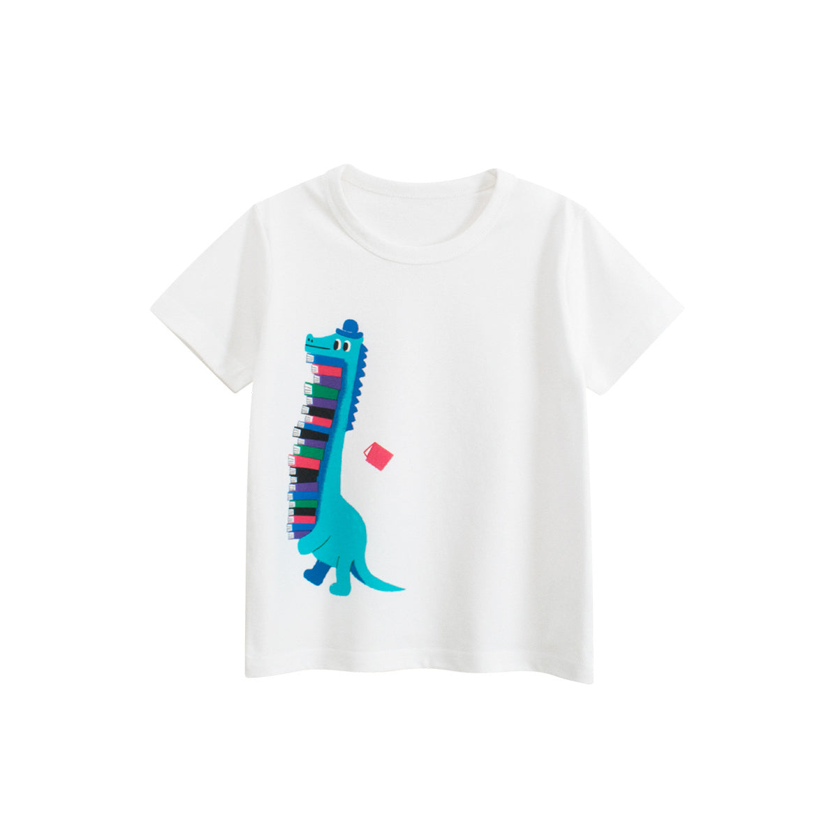Boys Animal Printed Round Neck Short Sleeves Cotton T-shirt