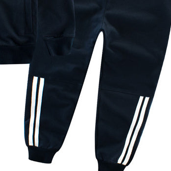 Boys Green & Black Colourblocked Hooded Pure Cotton Coat with Jogger