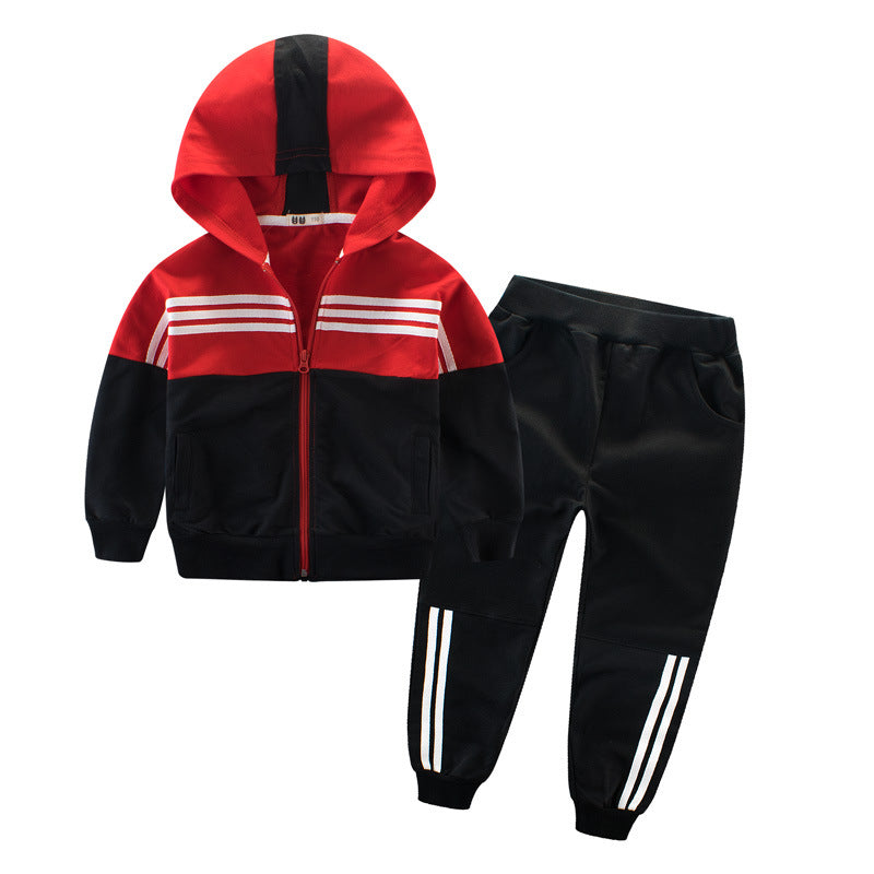 Boys Red Colourblocked Pure Cotton Jacket with Pyjamas
