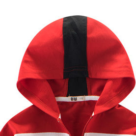 Boys Red Colourblocked Pure Cotton Jacket with Pyjamas