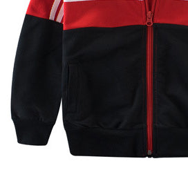 Boys Red Colourblocked Pure Cotton Jacket with Pyjamas