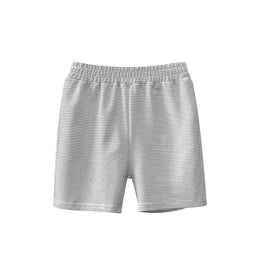 Boys Grey Mid-Rise Striped Rapid-Dry Cotton Shorts