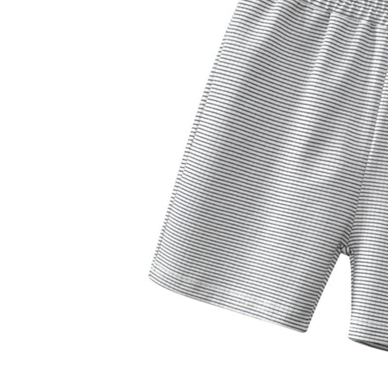 Boys Grey Mid-Rise Striped Rapid-Dry Cotton Shorts