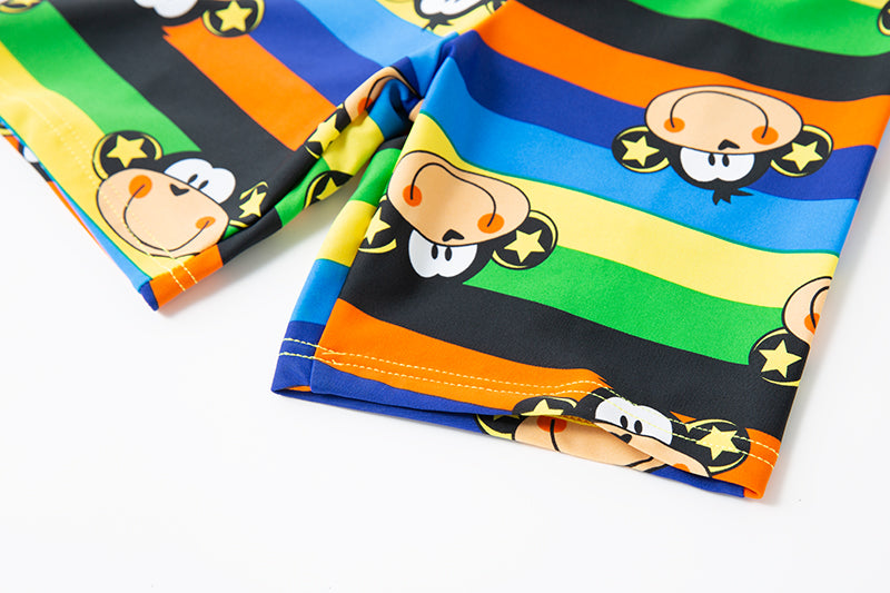 Blue Boys Printed Swim Shorts With Swim Cap