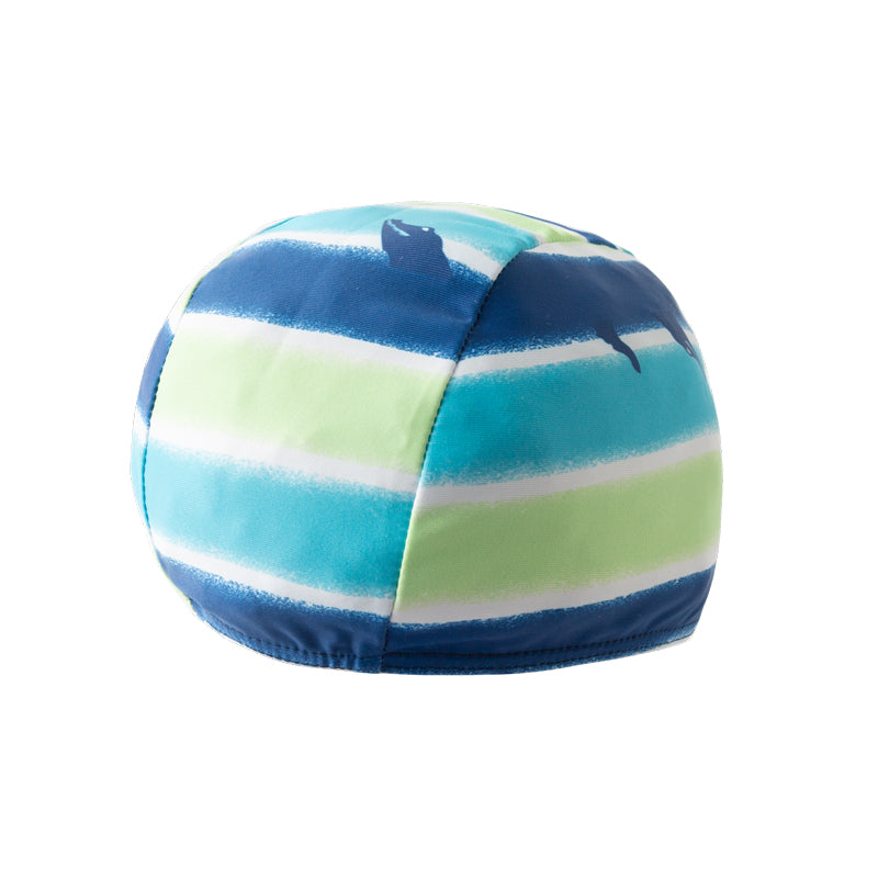 Blue & Green Boys Striped Swim Set With Cap