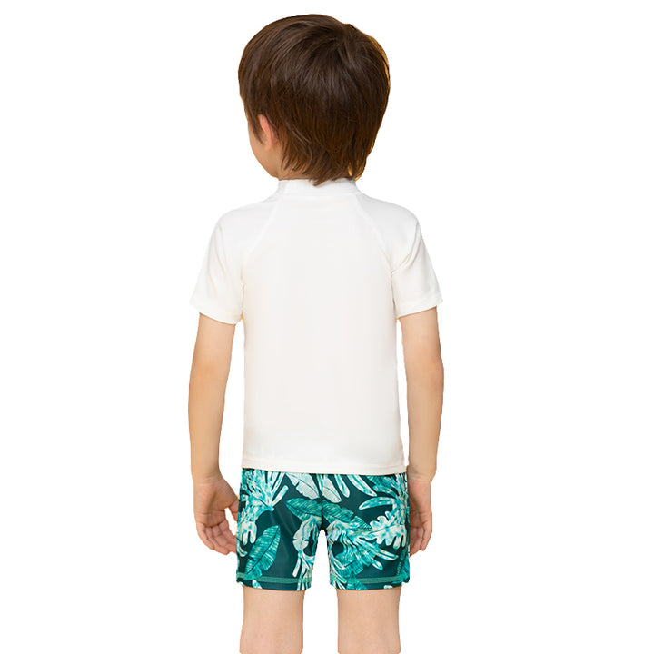 Boys White Typography Printed Cover-Up Set