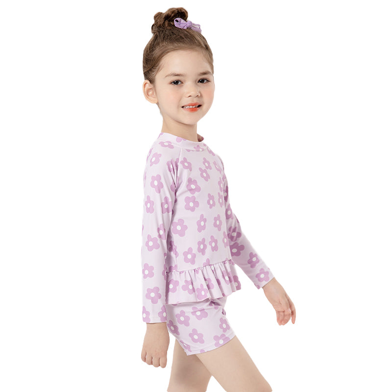 Girls Purple Printed Cover-up Swimwear