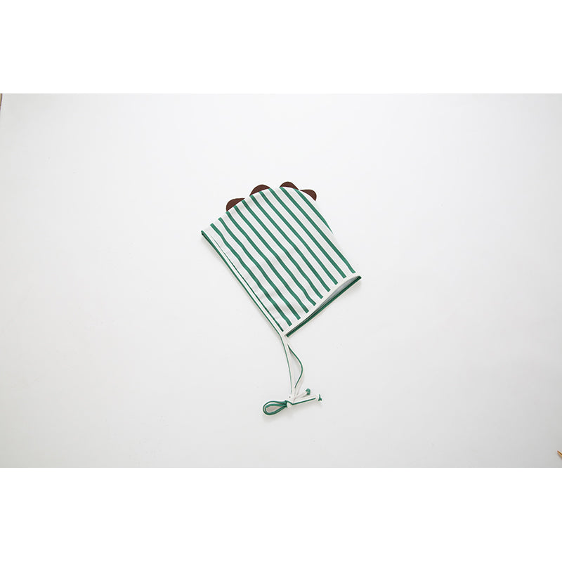Green Boys Striped Swim Bodysuit With Cap