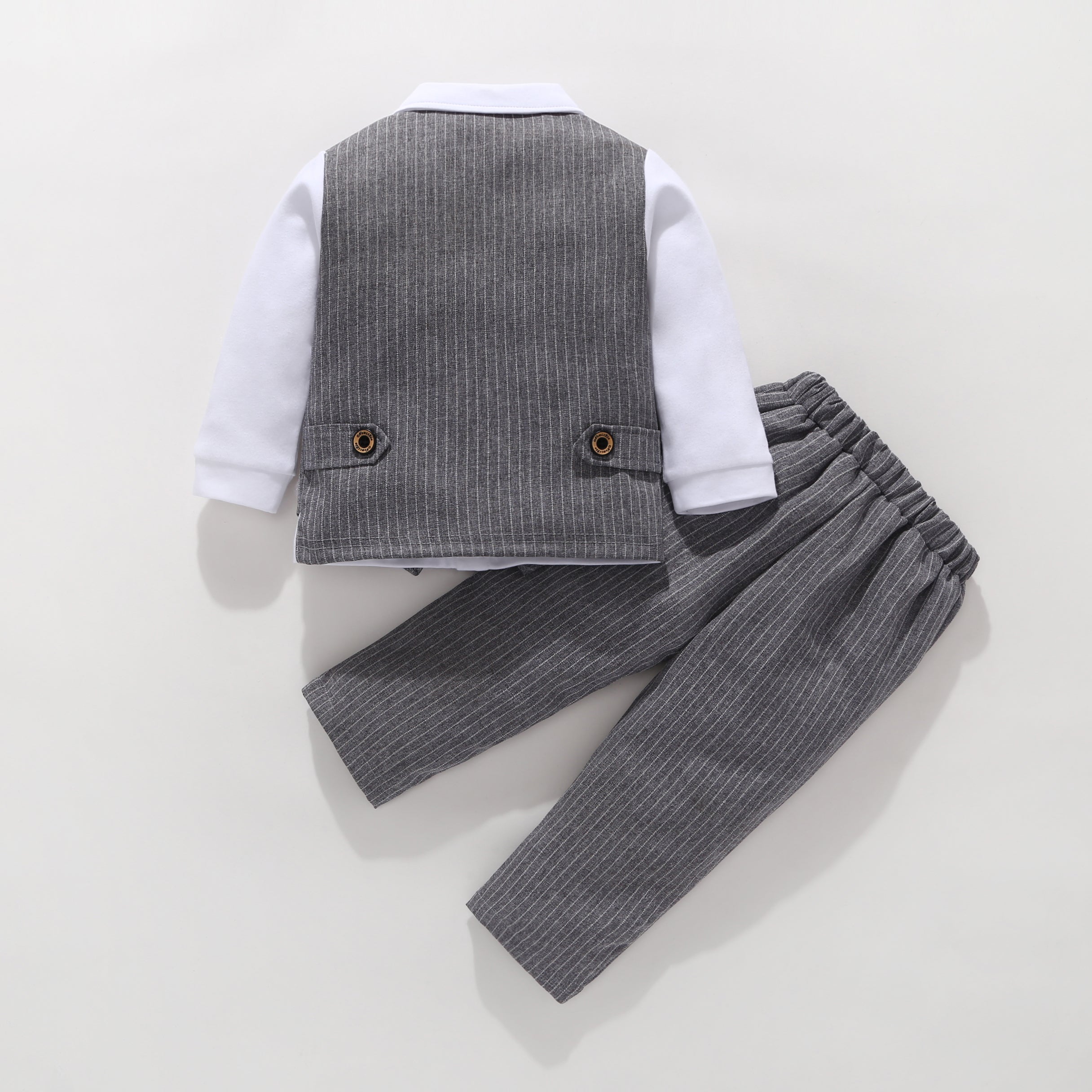 Boys Striped Cotton 3 Piece Suit