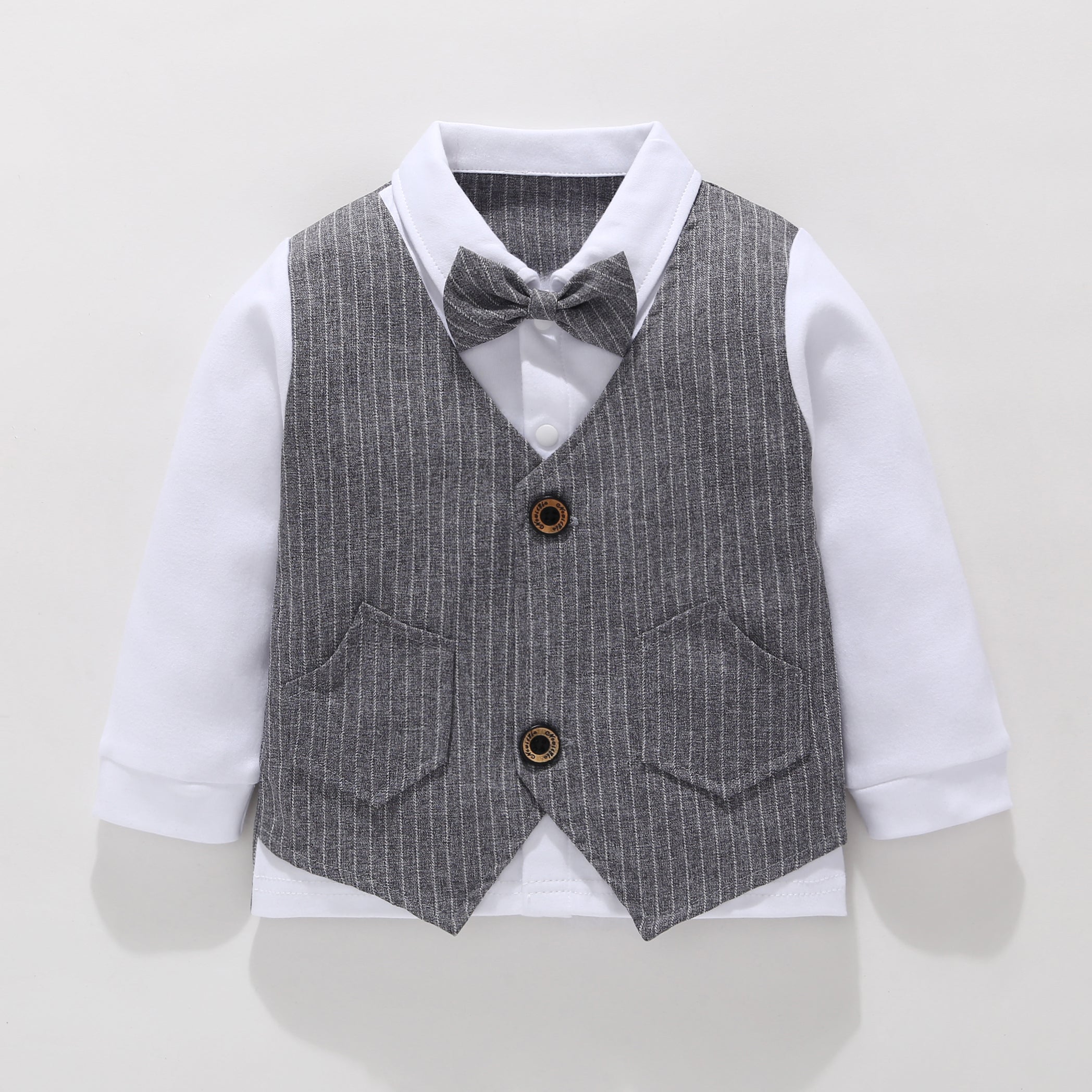 Boys Striped Cotton 3 Piece Suit