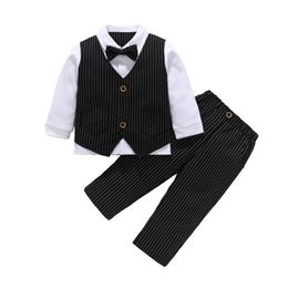 Boys White &  Black Striped Top with Trousers