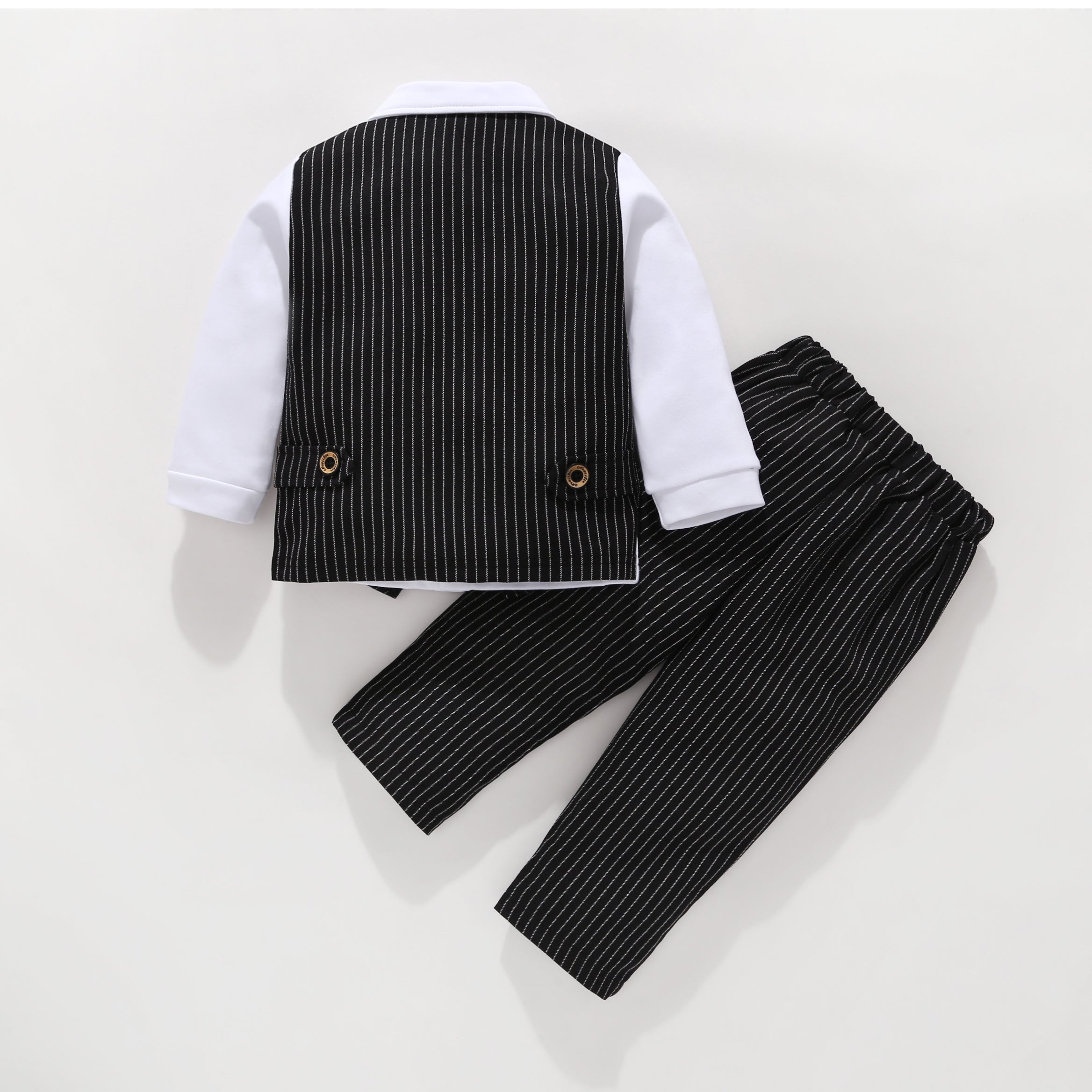 Boys White &  Black Striped Top with Trousers