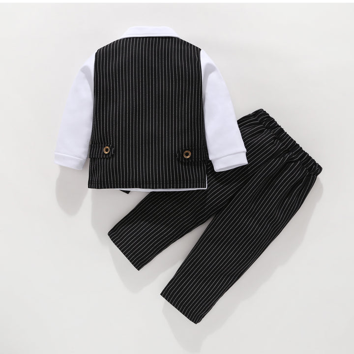 Boys White &  Black Striped Top with Trousers