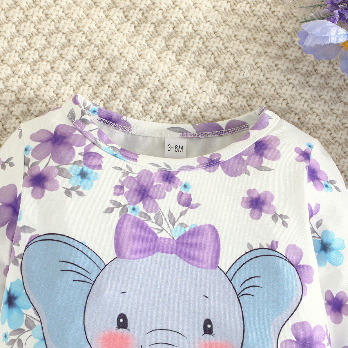 Purple Girls Printed Top With Pyjamas