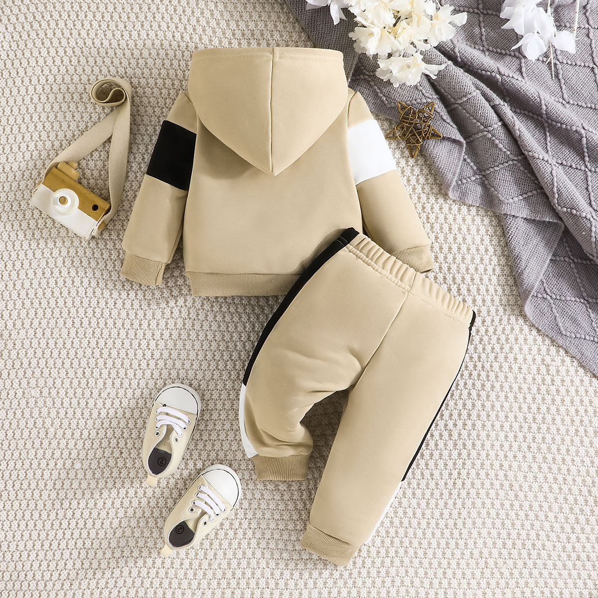 Beige Boys Colourblocked Top with Pyjamas