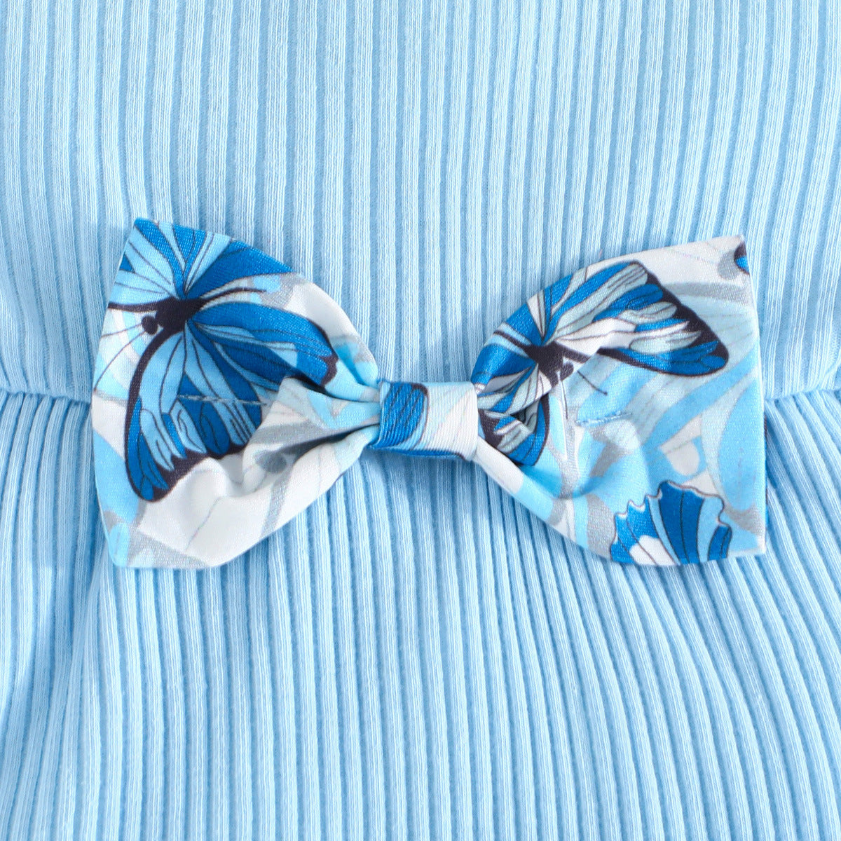 Blue Girls Printed Pure Cotton Top with Trousers