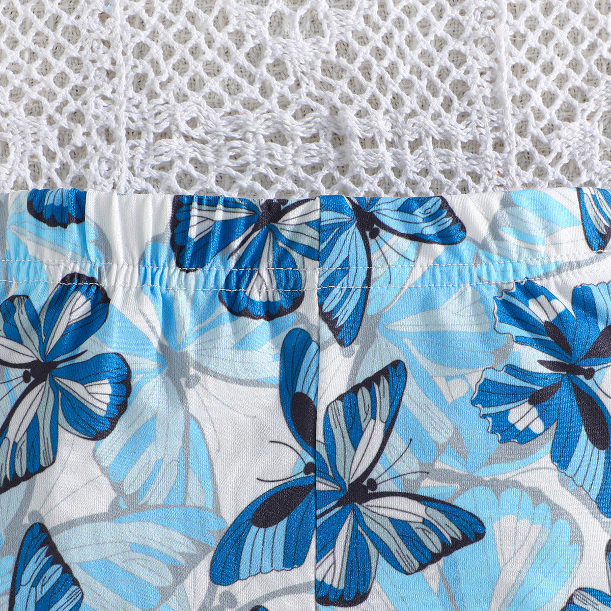 Blue Girls Printed Pure Cotton Top with Trousers
