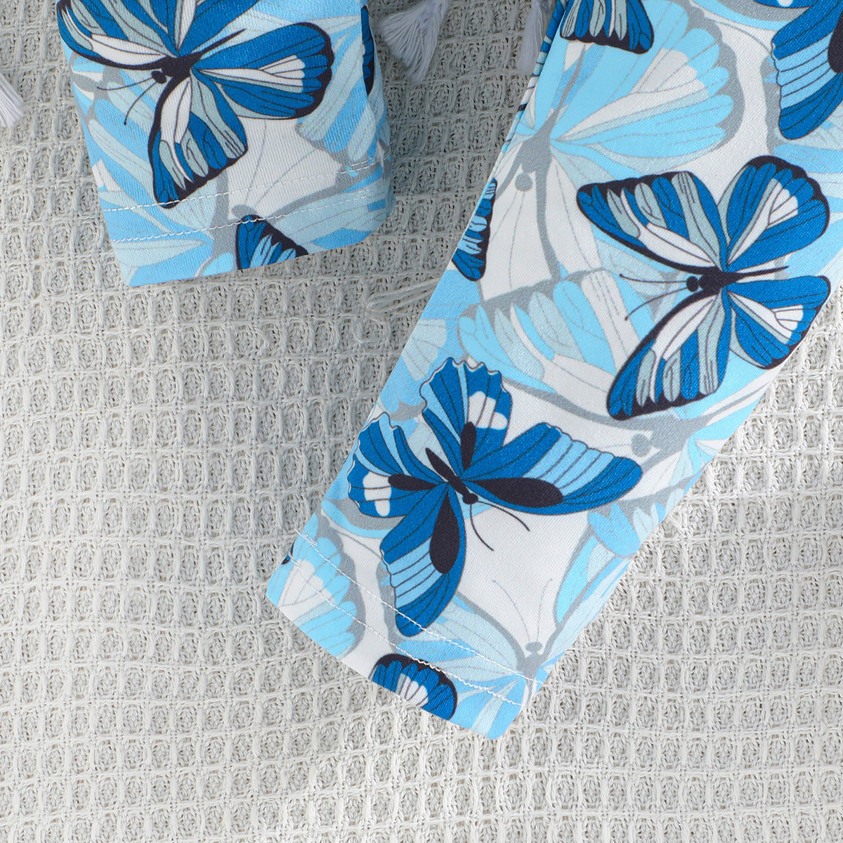 Blue Girls Printed Pure Cotton Top with Trousers