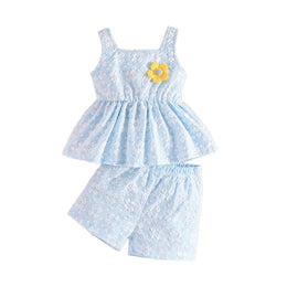 Girls Printed Square Neck Top with Shorts