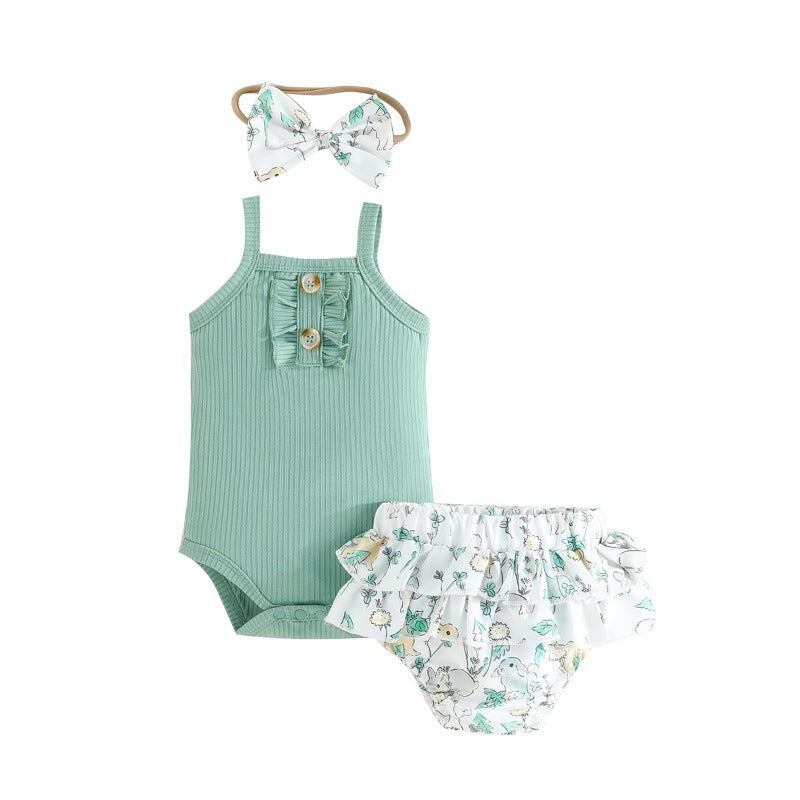Girls Solid Top and Shorts Set