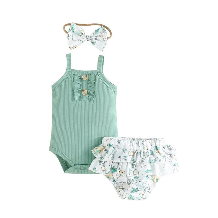 Girls Solid Top and Shorts Set