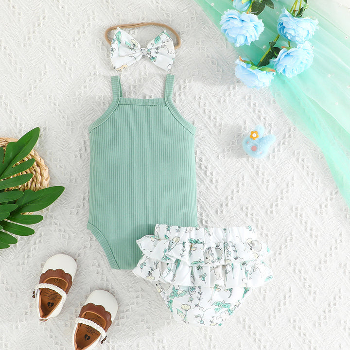 Girls Solid Top and Shorts Set