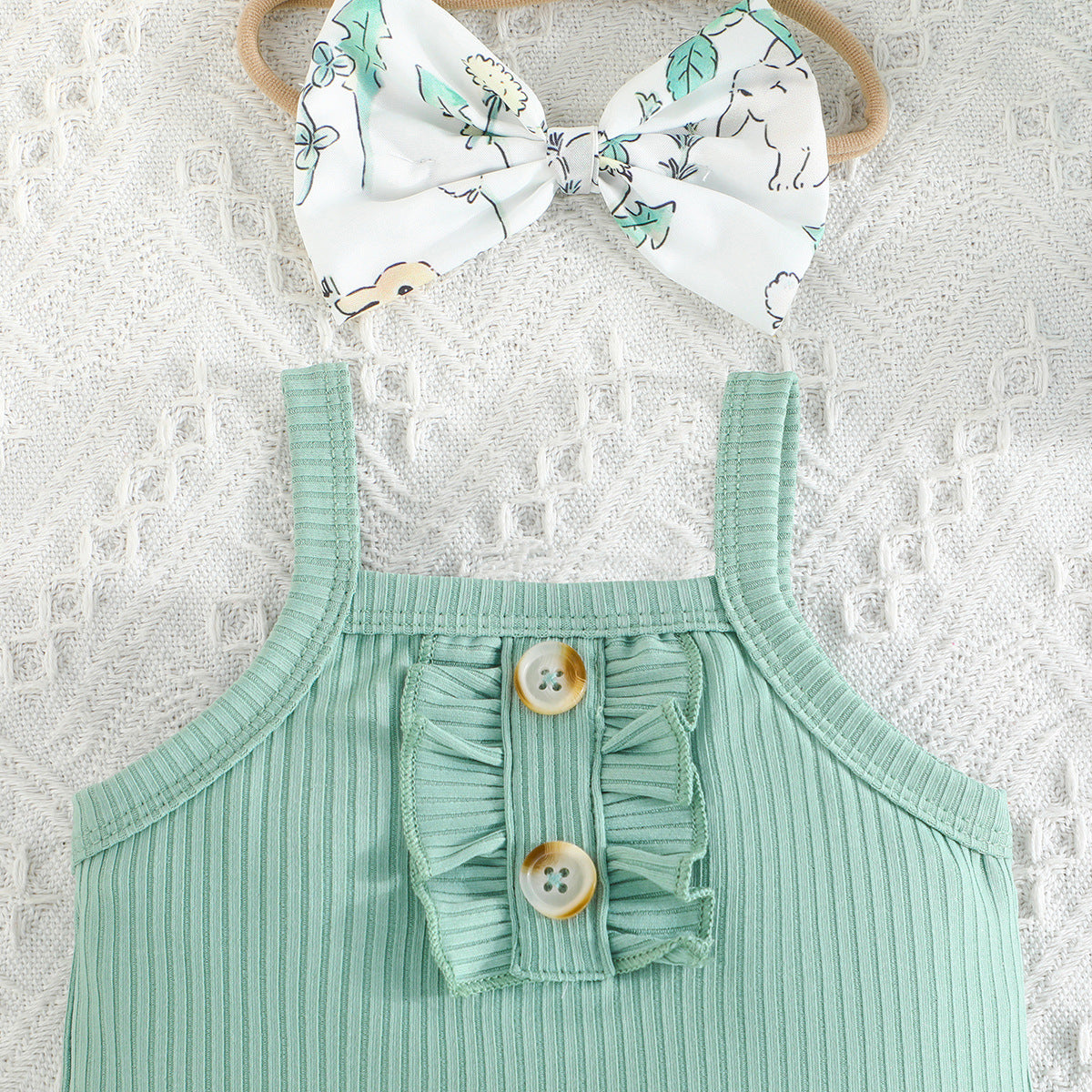 Girls Solid Top and Shorts Set