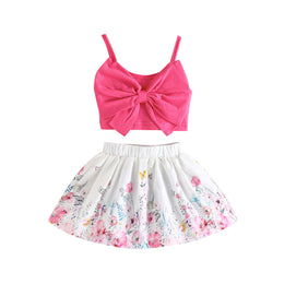 Girls Shoulder Straps Top with Skirt