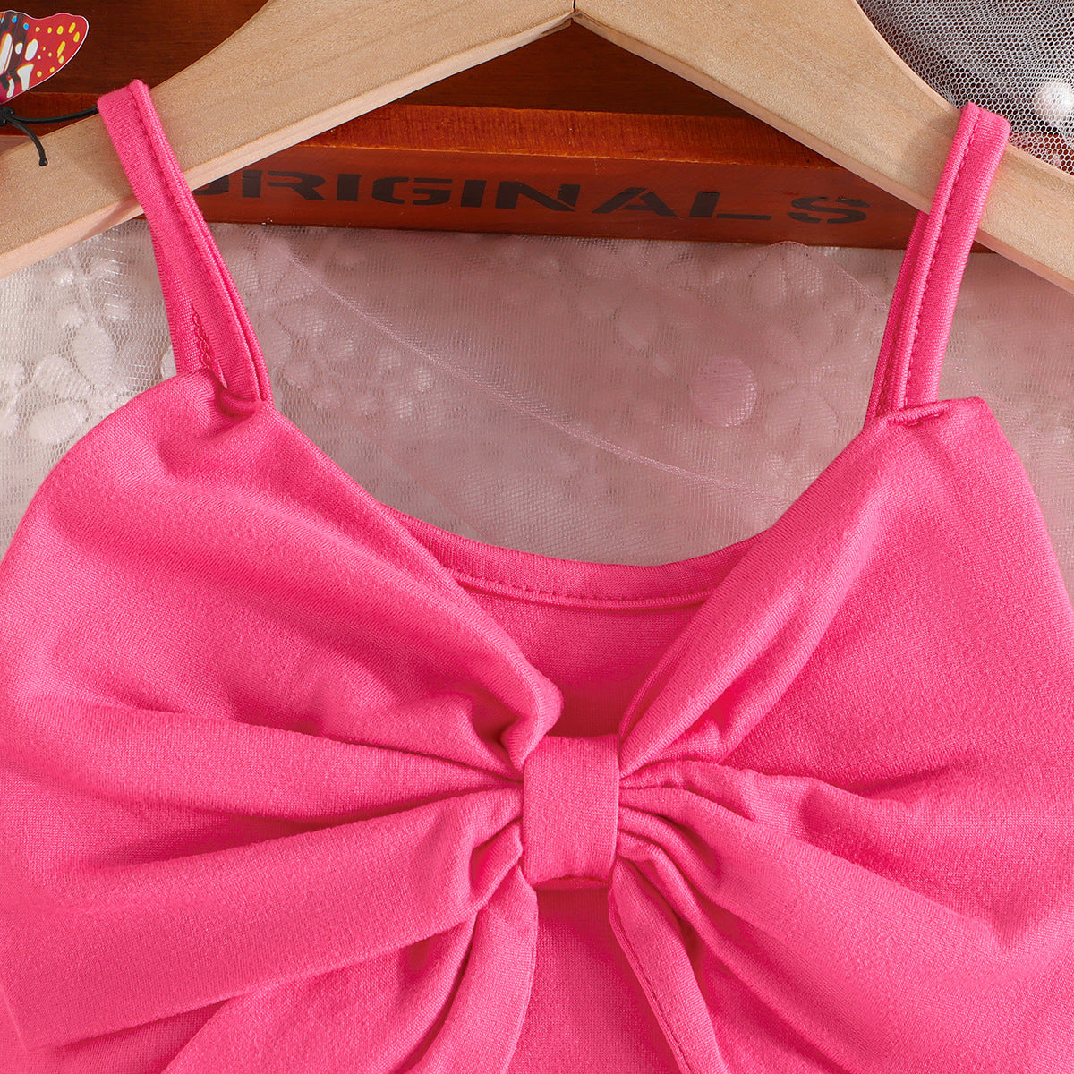 Girls Shoulder Straps Top with Skirt