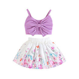 Girls Shoulder Straps Top With Skirt