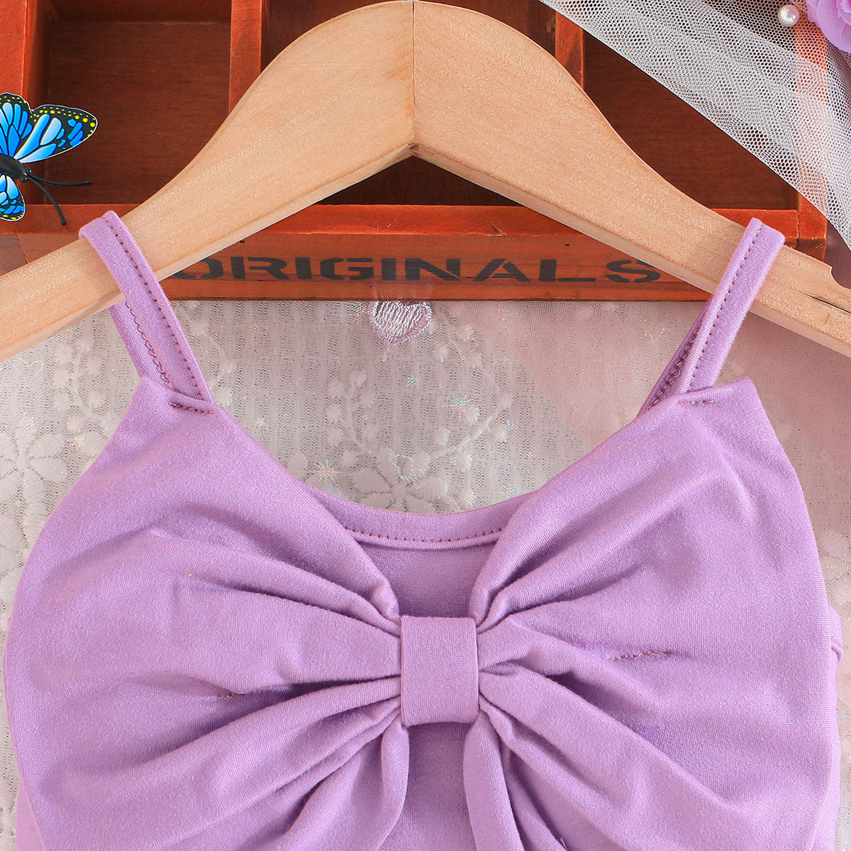 Girls Shoulder Straps Top With Skirt