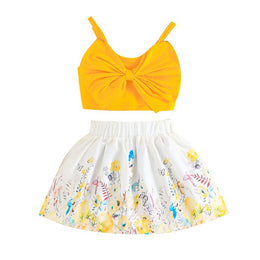 Girls Shoulder Straps Top with Skirt