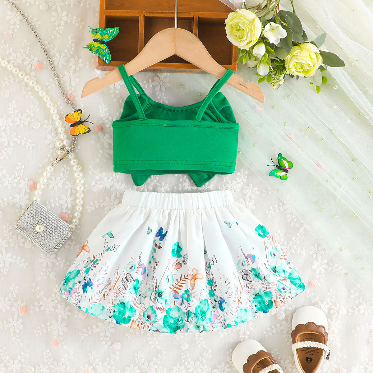 Girls Crop Top with Skirt