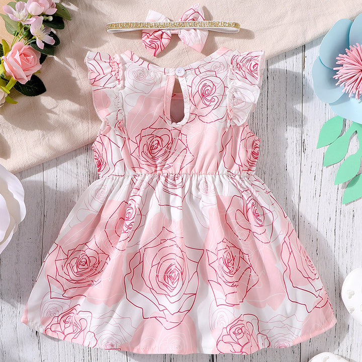 Girls Floral Print Fit & Flare Dress