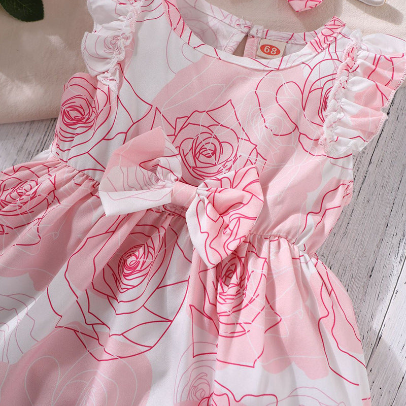 Girls Floral Print Fit & Flare Dress