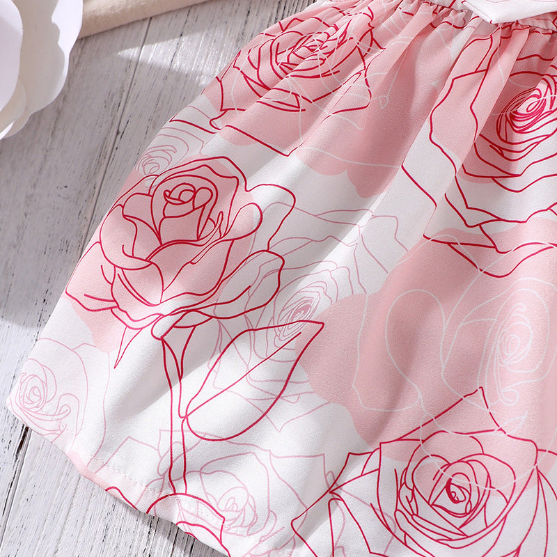 Girls Floral Print Fit & Flare Dress