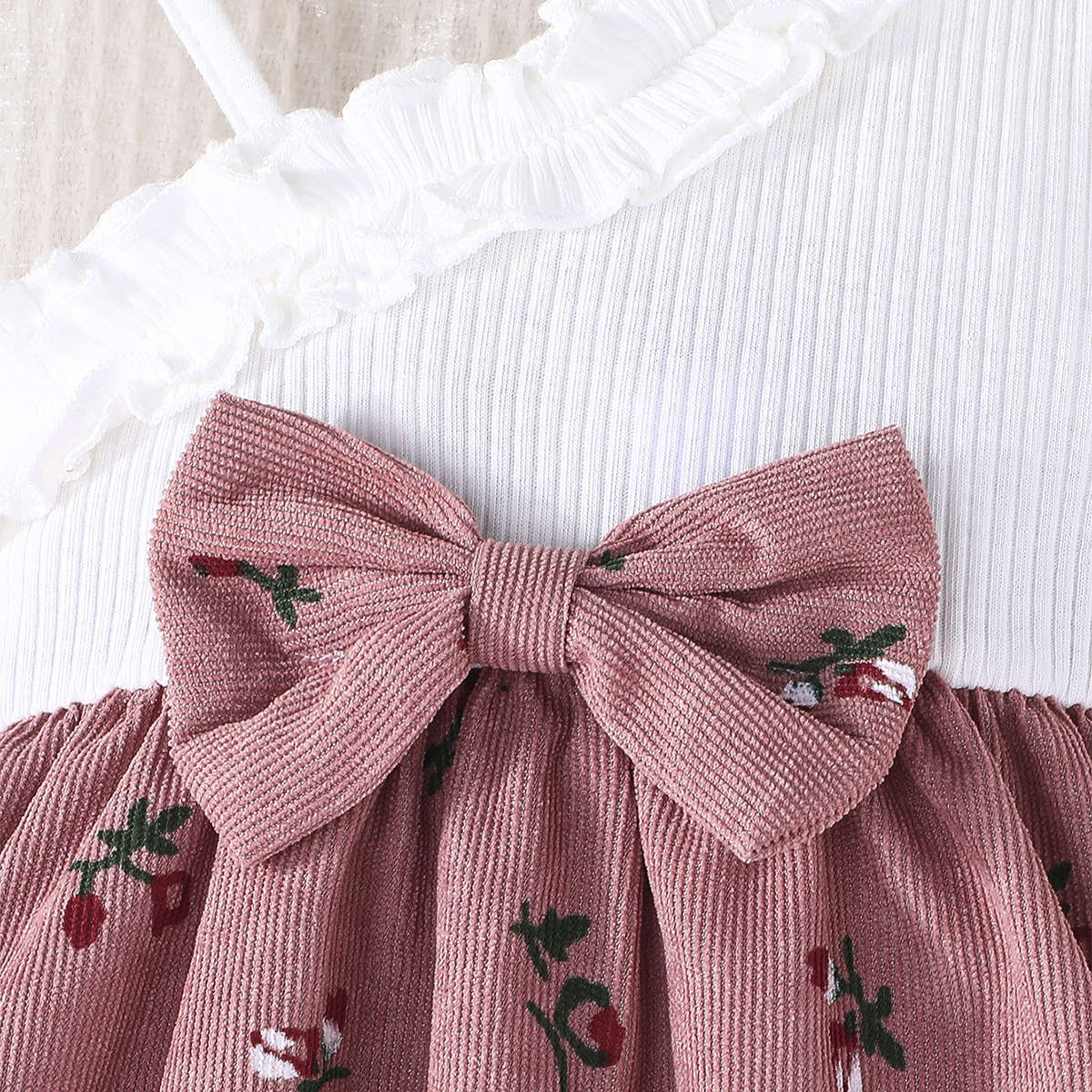 Floral Print One Shoulder Applique A-Line Mini Dress