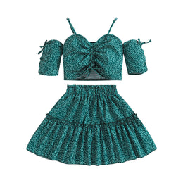 Girls Printed Top with Skirt